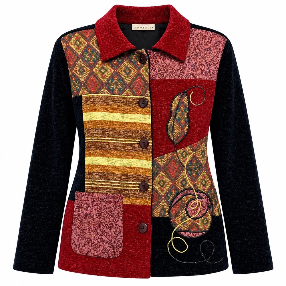 Analogy Whimsigoth Boho Patchwork Corduroy Jacket Womens Medium Artsy Eclectic